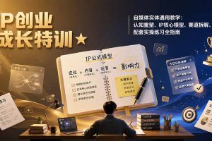 （19567期）IP创业成长特训★自媒体实体通用教学：认知重塑、IP核心模型、赛道拆解、配套实操练习全指南