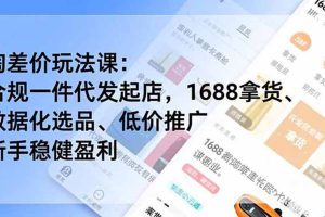 （19674期）淘差价玩法课：合规一件代发起店，1688拿货、数据化选品、低价推广，新手稳健盈利(更新7月)