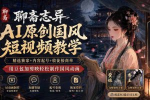 （19954期）聊斋志异AI原创国风短视频教学-更新；精选独家+内容起号+收徒接商单，用豆包加剪映轻松制作国风动画