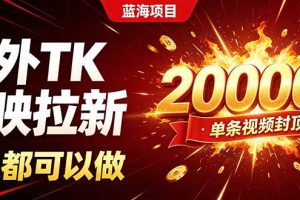 （19994期）海外TK拉新新玩法，剪映就能做，不用经验不用粉丝，单条视频收益上限20000+