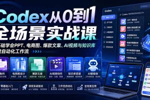 （20041期）Codex从0到1全场景实战课：零基础学会PPT、电商图、爆款文案、AI视频与知识库，搭建自动化工作流