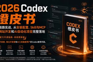 （20105期）2026Codex橙皮书：全链路实战，从安装配置、Skill与MCP到网站开发和AI自动化项目完整落地