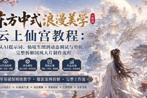 （20147期）东方中式浪漫美学云上仙宫教程：从AI提示词、仙境生图到动态调试与剪辑，完整拆解国风大片制作流程