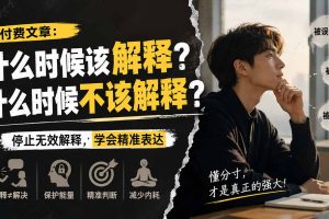 （20223期）付费文章：什么时候该解释？什么时候不该解释？
