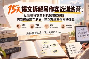 (20271期)15天爆文拆解写作实战训练营:从看懂好文章到拆出结构逻辑,再到模仿高手笔法,建立系统写作方法体系