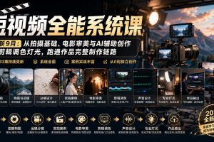 （20435期）短视频全能系统课-9月完整版：从拍摄基础、电影审美与AI辅助创作到剪辑调色灯光，跑通作品完整制作链路