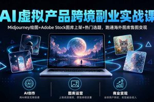 （20514期）AI虚拟产品跨境副业实战课｜Midjourney绘图+Adobe Stock图库上架+热门选题，跑通海外图库售图变现