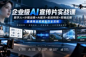（20548期）企业级AI宣传片实战课｜数字人+分镜运镜+AI配乐+航拍特效+剪辑后期，跑通商业视频制作全流程