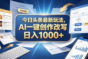 （20566期）今日头条最新玩法，AI 一键创作改写，简单易上手，轻松日入 1000 +