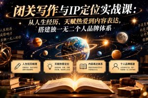 (20634期)闭关写作与IP定位实战课:从人生经历、天赋热爱到内容表达,搭建独一无二个人品牌体系