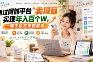 （20658期）网创平台“卖项目”实现年入百万，一部手机在家就能做！