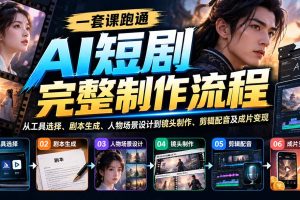 (20742期)一套课跑通AI短剧完整制作流程:从工具选择、剧本生成、人物场景设计到镜头制作、剪辑配音及成片变现