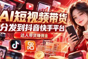 (20754期)【AI短视频带货】分发到抖音快手平台,达人带货赚佣金