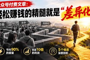 （20779期）公众号付费文章：轻松赚钱的精髓就是“差异化”