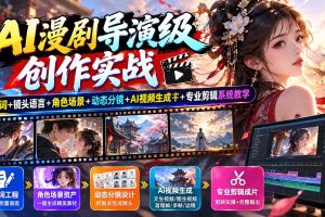 (20814期)AI漫剧导演级创作实战:提示词+镜头语言+角色场景+动态分镜+AI视频生成+专业剪辑系统教学