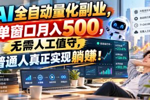 (20826期)AI全自动量化副业,单窗口月入500,无需人工值守,普通人真正实现躺賺!