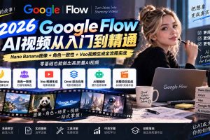 （20609期）【无水印】Google Flow AI视频从入门到精通：Nano Banana图像+角色一致性+Veo视频生成全流程实战-精翻中英字幕