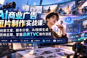 (20863期)AI商业广告短片制作实战课:从创意文案、脚本分镜、AI视频生成到剪映后期,掌握品牌TVC制作流程