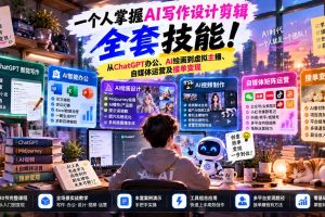 (21029期)一个人掌握AI写作设计剪辑全套技能:从ChatGPT办公、AI绘画到虚拟主播、自媒体运营及接单变现