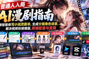 (21033期)【无水印】普通人入局AI漫剧指南:用智能体写小说改剧本,生成分镜角色场景,解决视频衔接难题,剪辑配音与变现