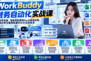 (21131期)WorkBuddy财务自动化实战课:从软件安装、智能体配置到Excel报表处理、财税分析与集团批量办公全流程教学