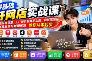 （21219期）零基础开网店实战课：从选品找货源、工厂谈价到商品上架、自然流测品、客服发货与利润核算，教你从零起步