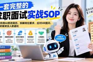 （21259期）一套完整的求职面试实战SOP：教你用AI修改简历、拆解岗位要求、应对HR提问、谈好薪资及入职避坑